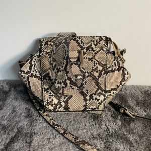Mango Snakeskin Crossbody Bag - Black and Cream